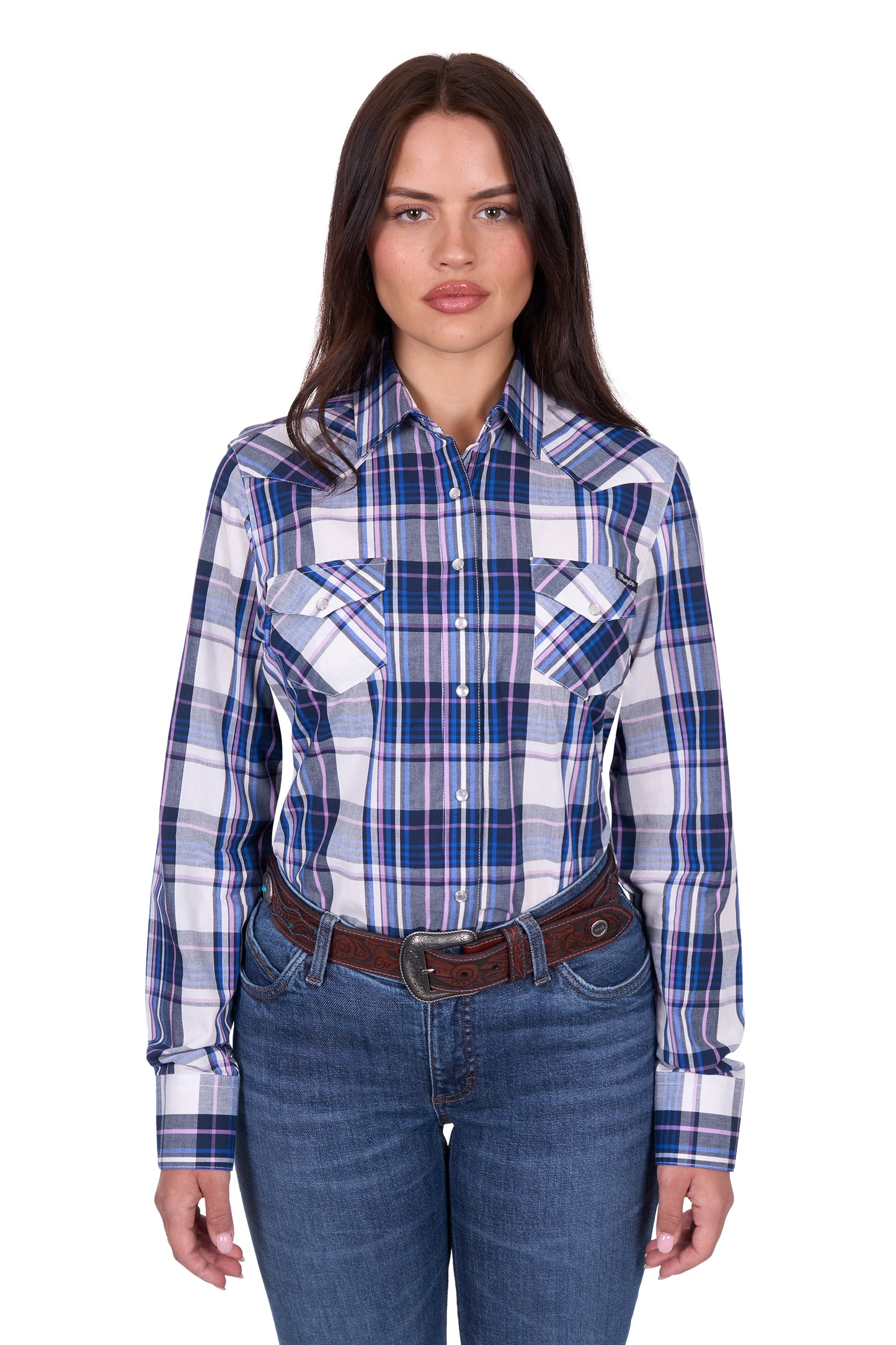 Wrangler Women's PEYTON CHECK LS Shirt - Navy