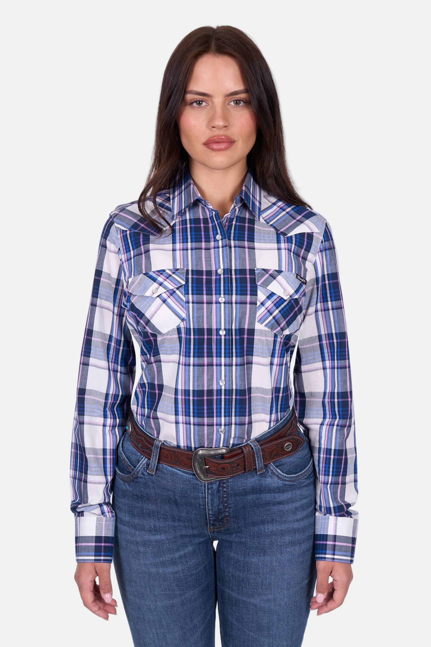 Wrangler Women's PEYTON CHECK LS Shirt - Navy