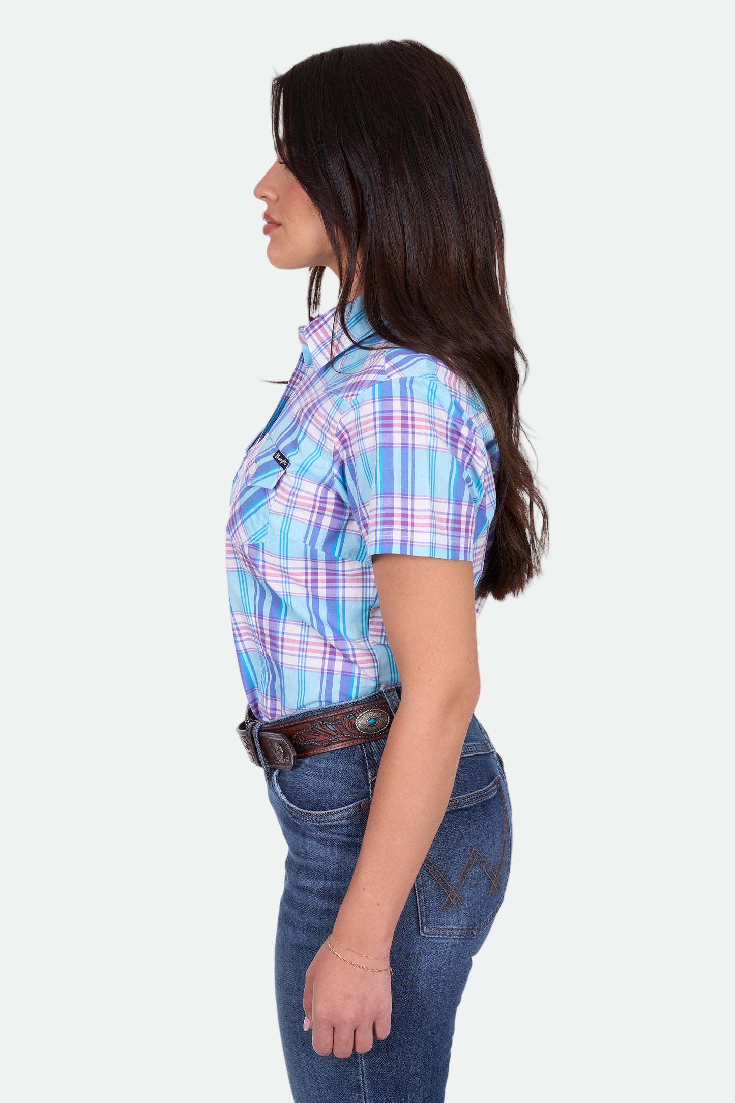 Wrangler Women's EMILY CHECK SS Shirt - Blue