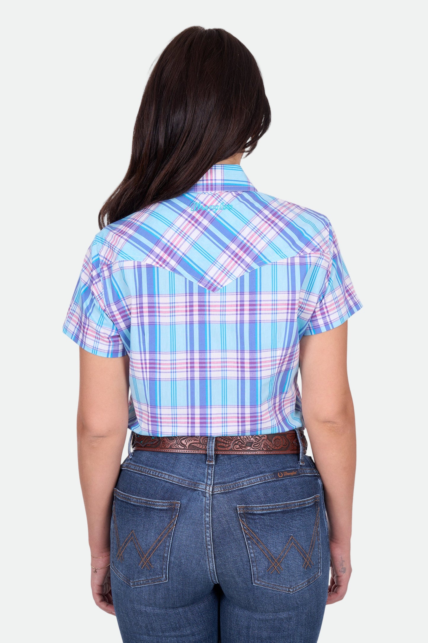 Wrangler Women's EMILY CHECK SS Shirt - Blue