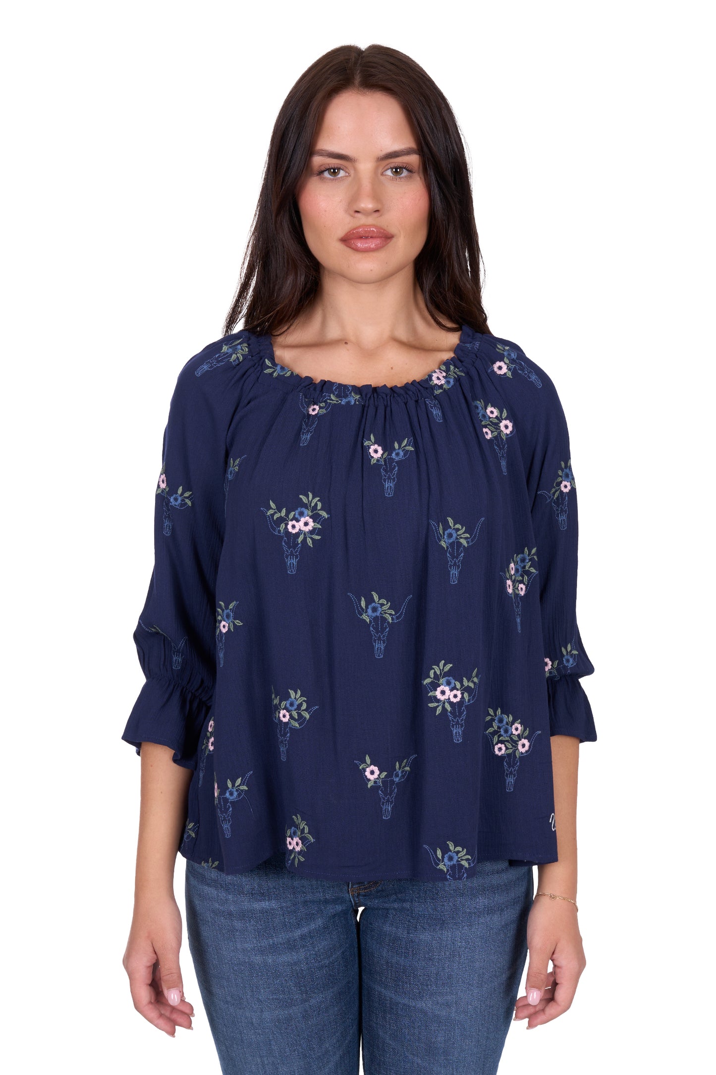Wrangler Women's CAMILLA 3/4 SLV Blouse - Navy