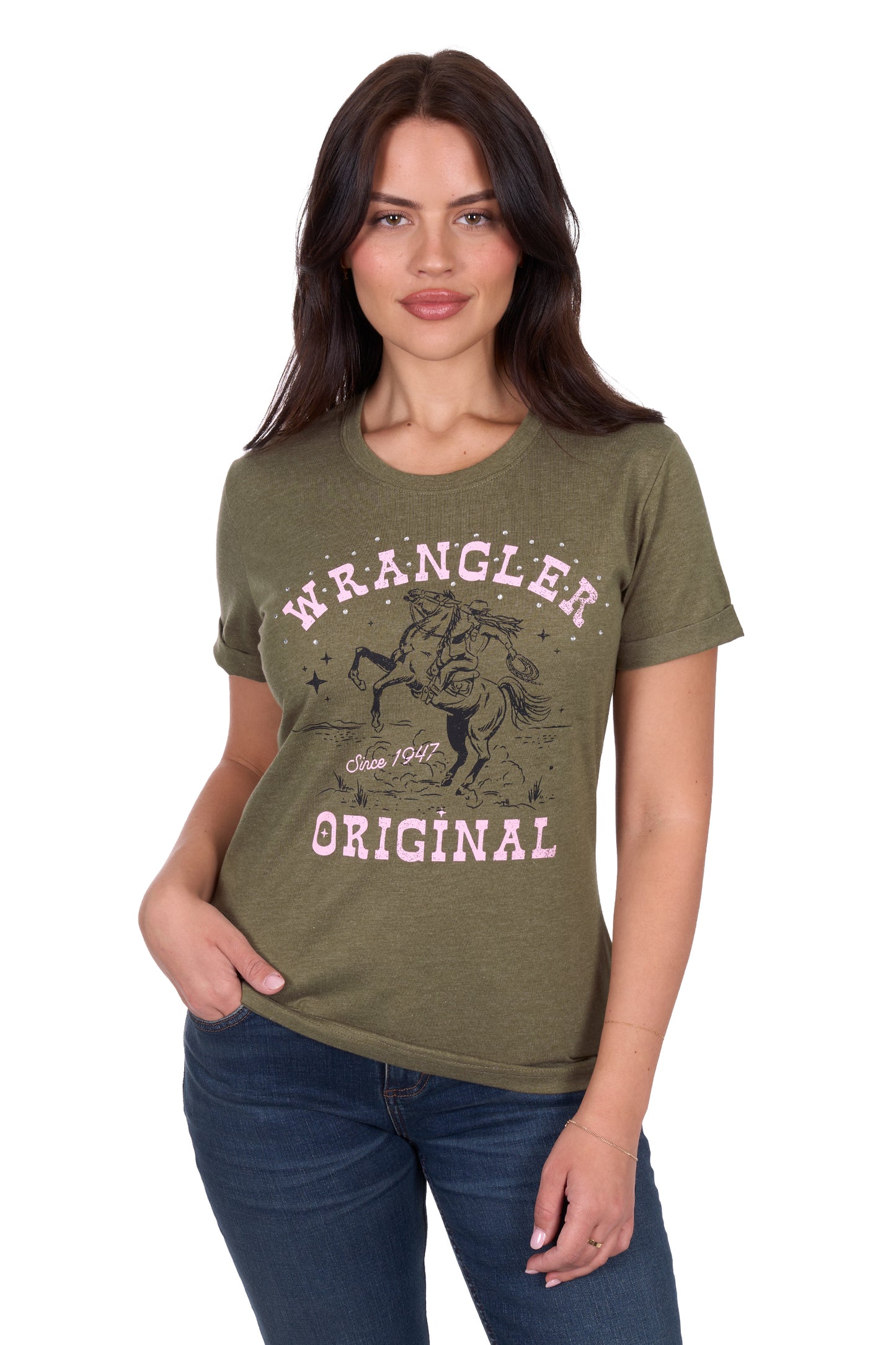 Wrangler Women's JENNY SS Tee - Khaki Marle