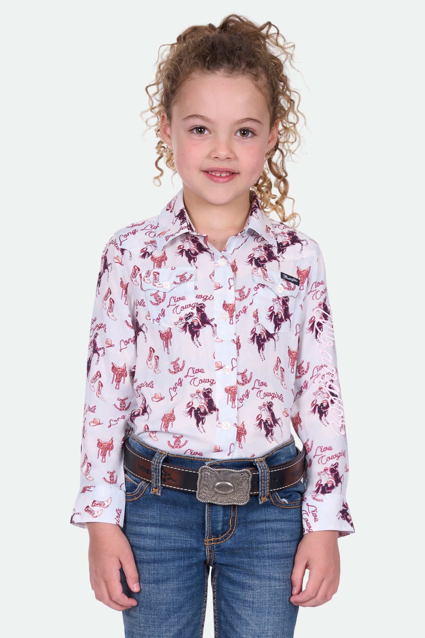 Wrangler Girl's Doreen Ls Shirt - Light Blue