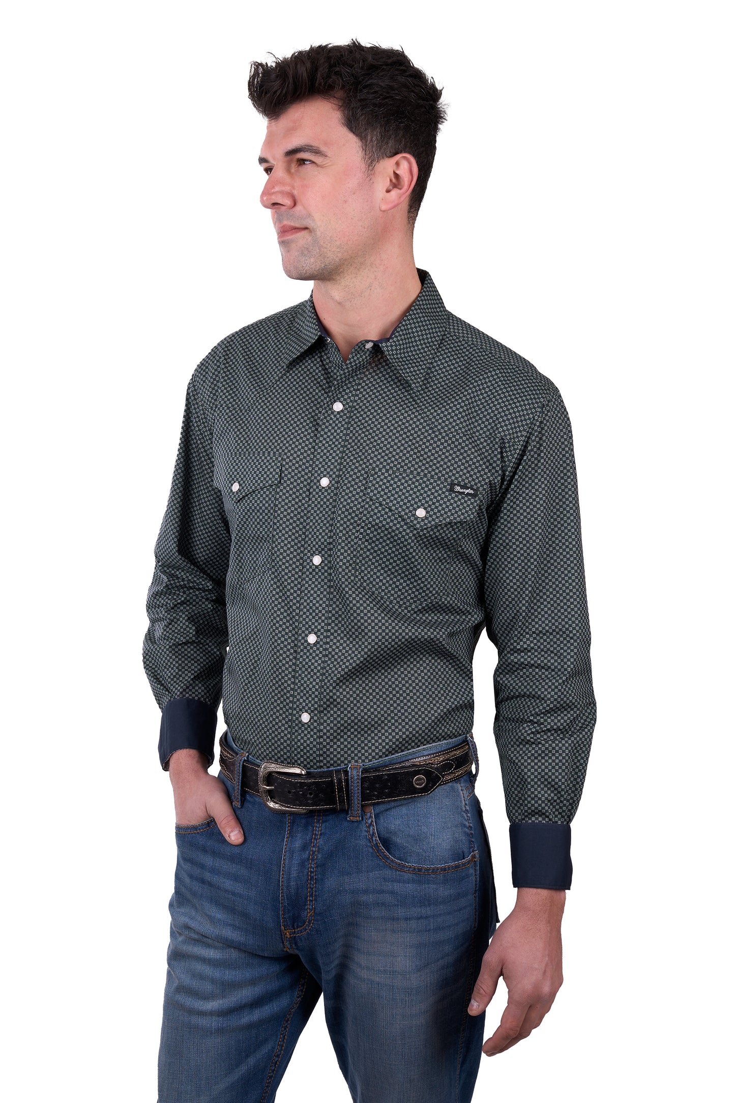 Wrangler MENS STEVE LS SHIRT - Cypress