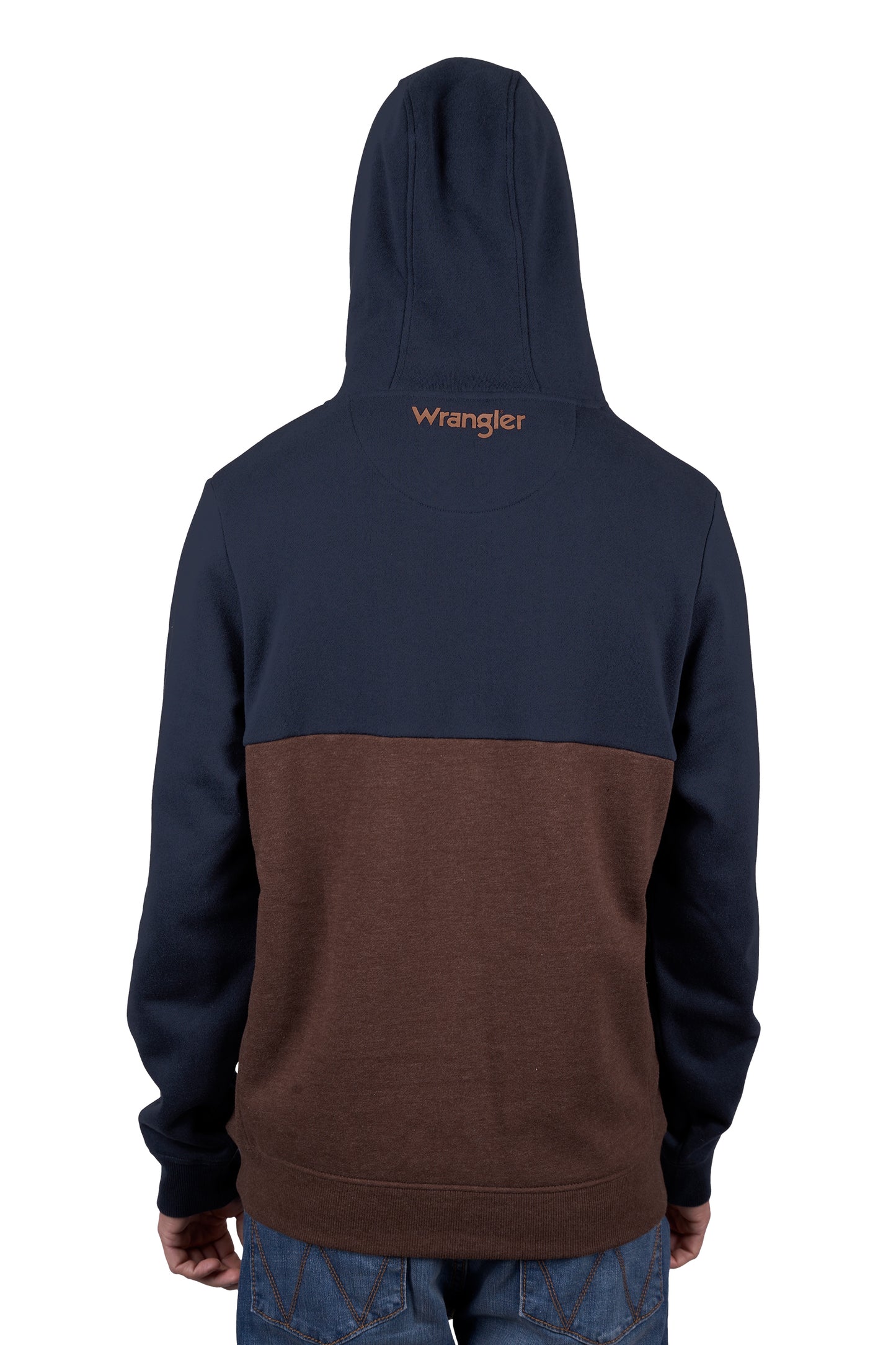 Wrangler MENS PAUL HOODIE - NAVY/DARK TAN