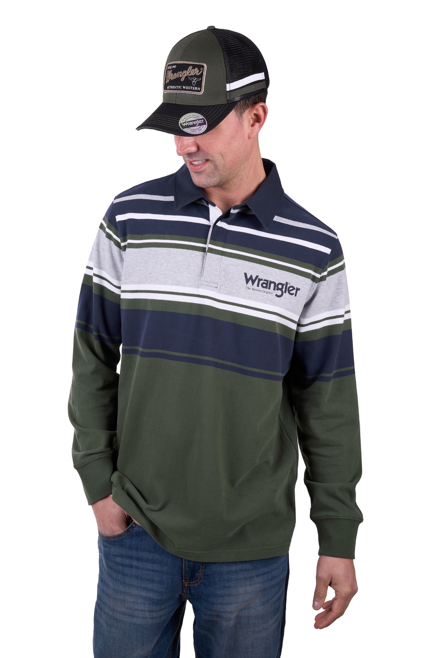 Wrangler MENS ZANE RUGBY - CYPRESS/NAVY