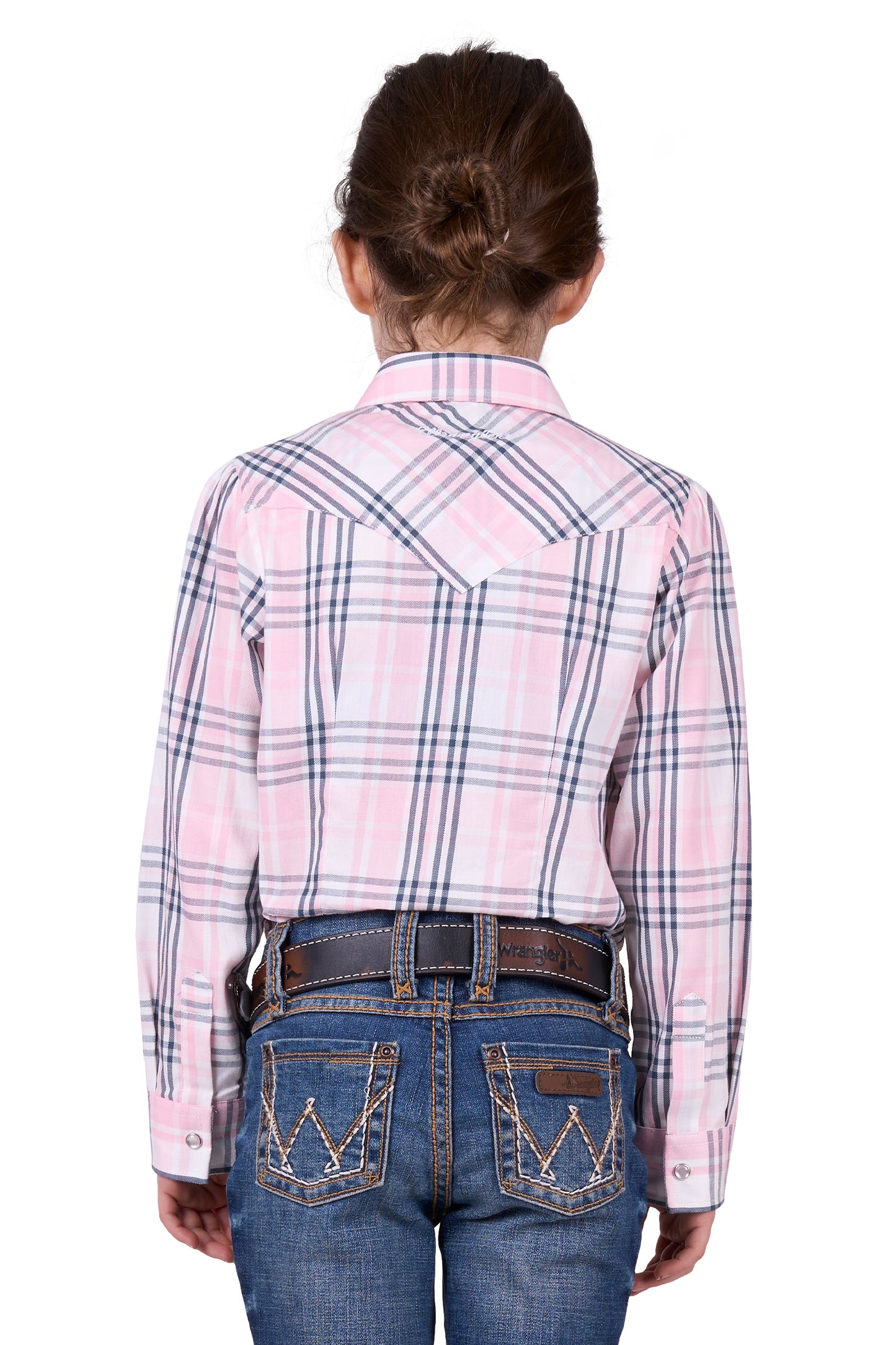 Wrangler GIRLS PHOEBE CHECK LS SHIRT - PINK