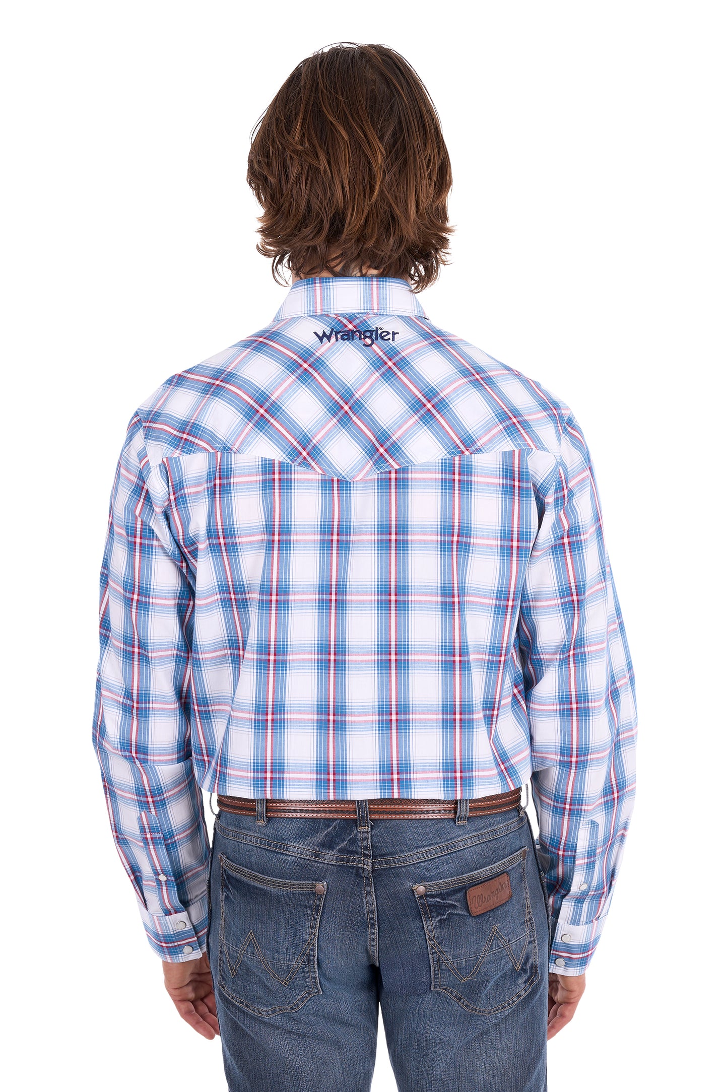 Wrangler Men's Louis Long Sleeve Shirt - Light Blue/Red