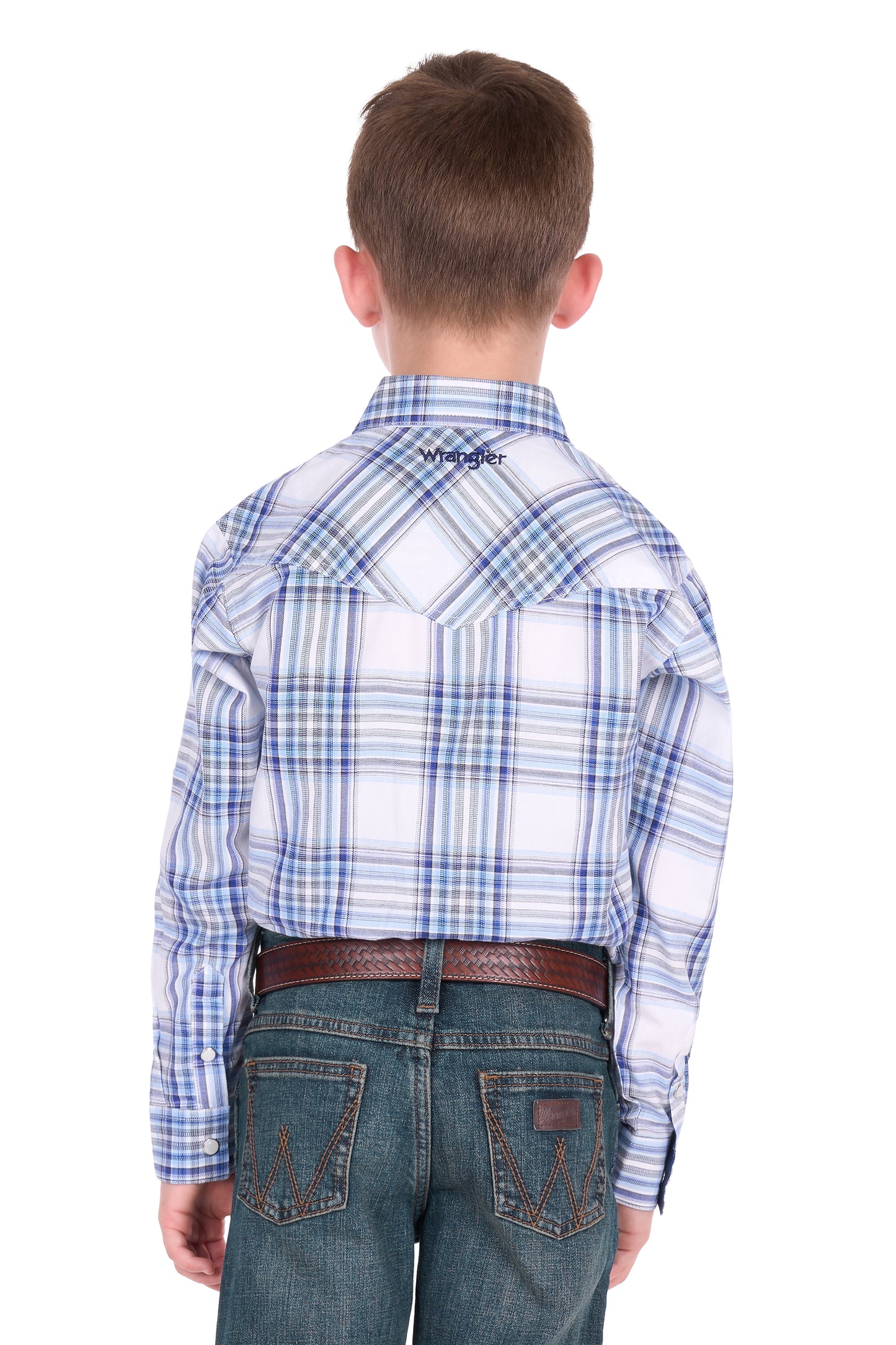 Wrangler Boys' Eric Long Sleeve Shirt - Light Blue/Royal