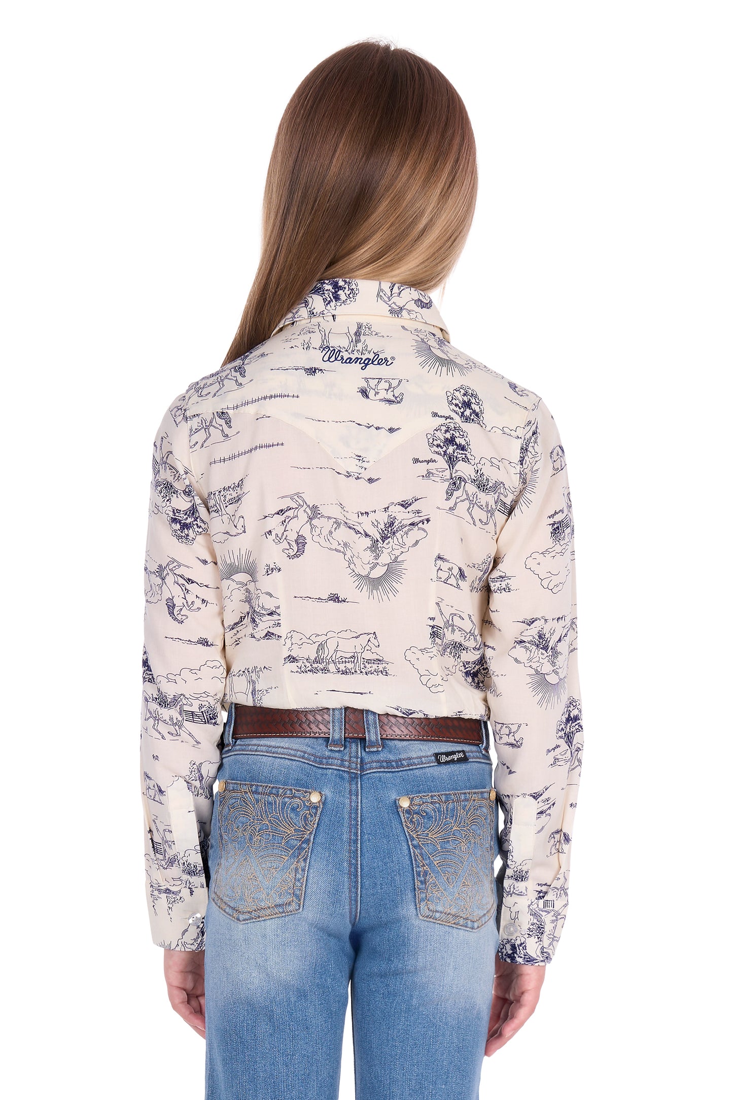 Wrangler Girls' Ivory Long Sleeve Shirt - Cream