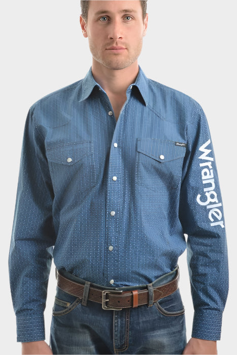 Wrangler Men's Logo Kade Long Sleeve Shirt