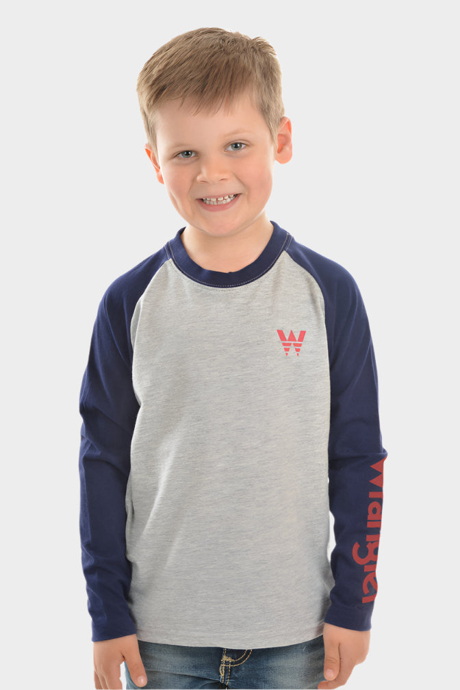 Wrangler Boys Logo Sleeve Raglan L/S Tee
