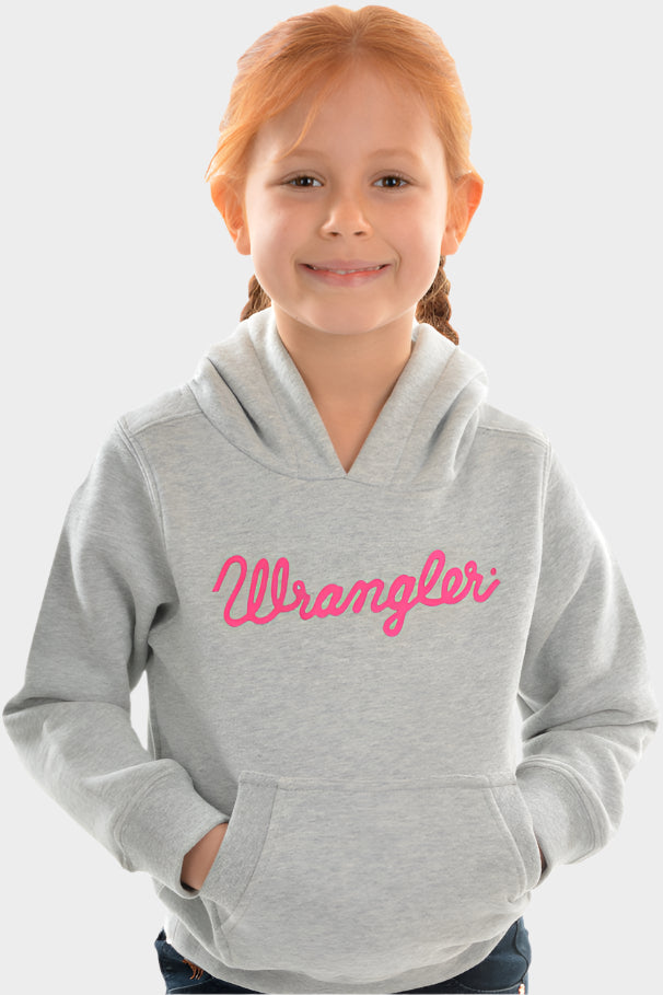 Wrangler Girls Logo Pullover Hoodie - Grey Marle