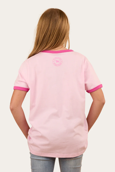 Ringers Western Howdy Cowgirl Kids Ringer T-Shirt - Ballet Pink