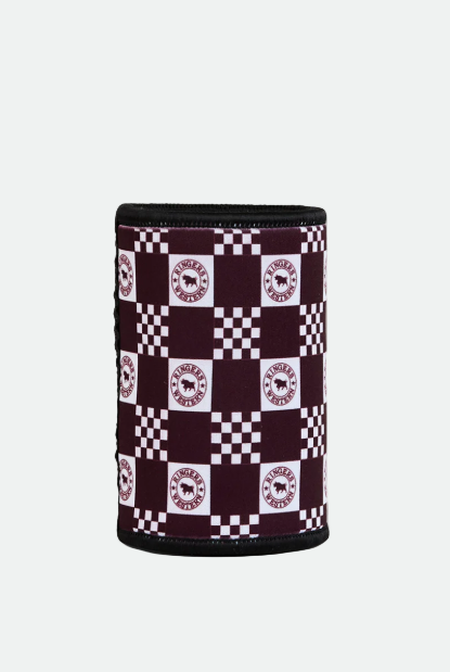 Ringers Western Check Stubby Cooler - Burgundy