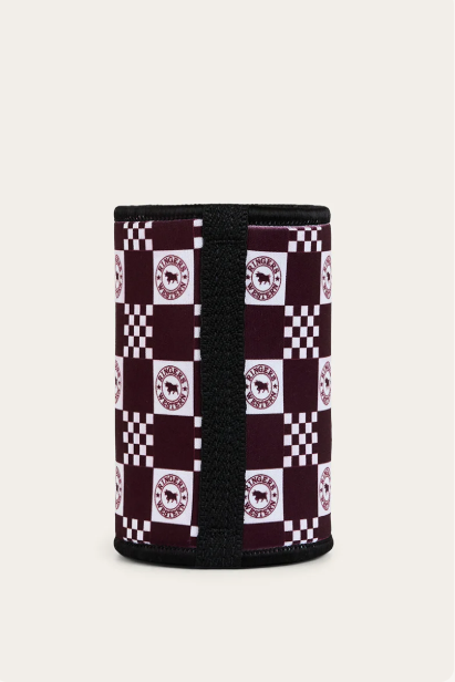 Ringers Western Check Stubby Cooler - Burgundy