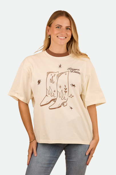Ringers Western Cody Womens Oversized T-Shirt - Bone