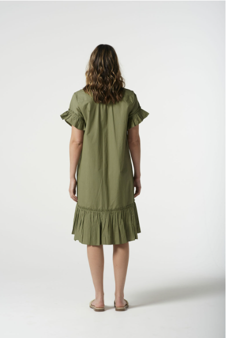 Goondiwindi Cotton Ruffle Midi Dress - Sage Green