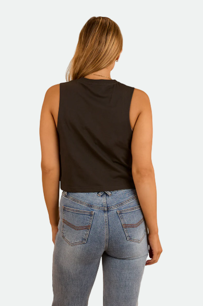 Ringers Western Lady Luck Cropped Muscle Tank - Charcoal