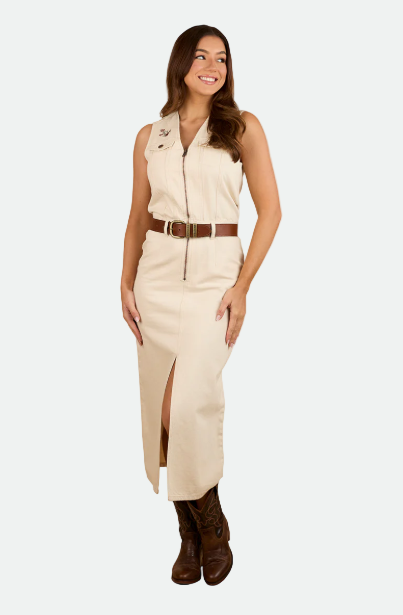 Ringers Western Airlie Womens Denim Dress - Off White