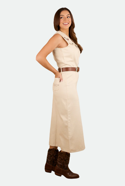Ringers Western Airlie Womens Denim Dress - Off White