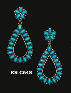 Austin Accent Women Turquoise Flower Teardrop Earrings
