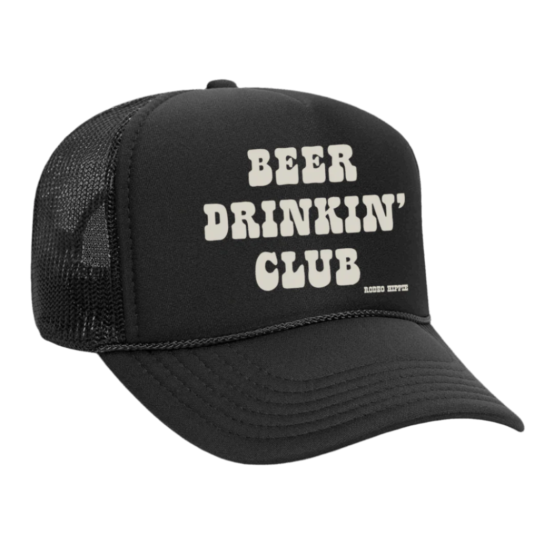 Rodeo Hippie BEER DRINIKIN' CLUB BLACK TRUCKER