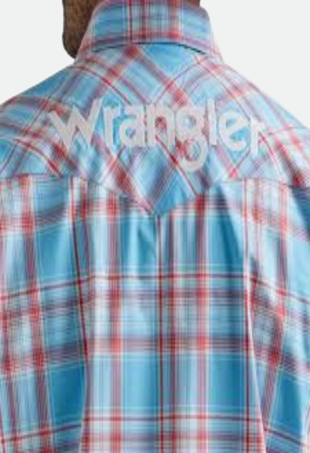 WRANGLER MEN'S LOGO PLAID PRINT LONG SLEEVE WESTERN SNAP SHIRT