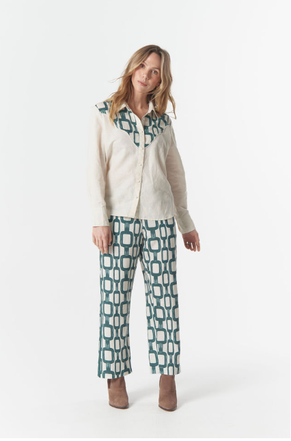 Goondiwindi Cotton Cowgirl Shirt Contrast Yoke - Clotted Cream