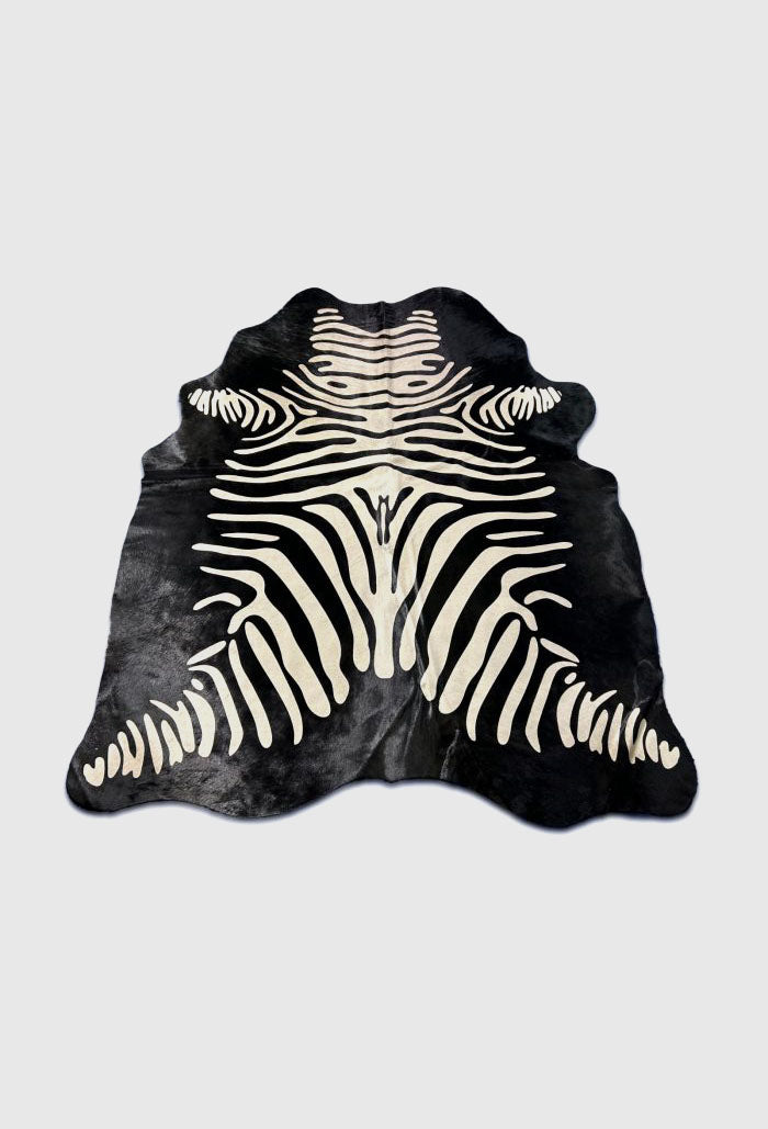 Inverted Zebra Printed Cowhide Rug - CLEARANCE