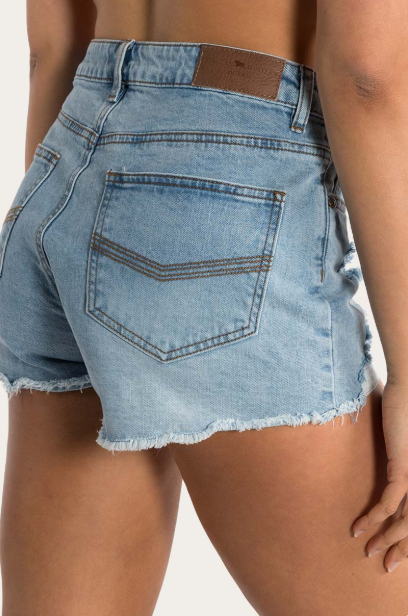 Ringers Western Womens Jessie Mid Rise Ripped Denim Short - Vintage Light Blue