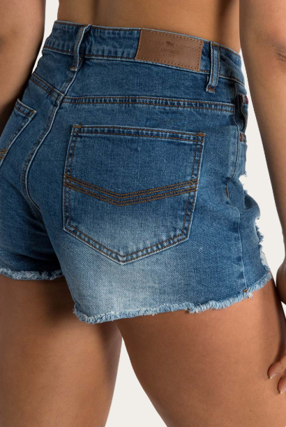 Ringers Western Womens Jessie Mid Rise Ripped Denim Short - True Blue