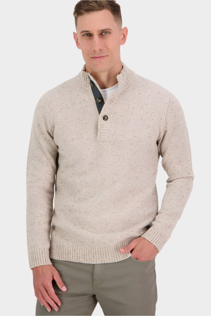 Swanndri Men's Clifton Half Placket Knit - Oatmeal