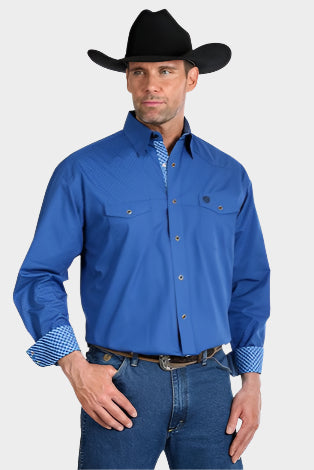 Wrangler USA Men's George Strait Blue Long Sleeve Shirt