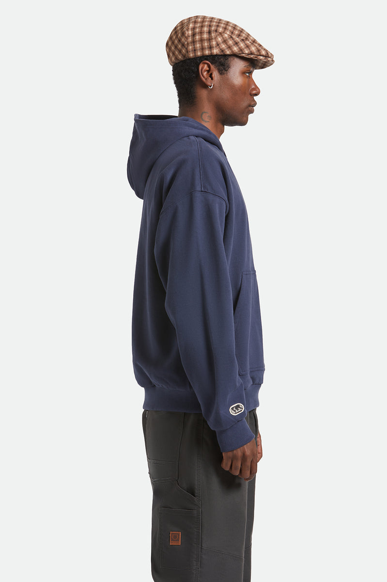 Brixton Embroidered Heavyweight Oversized Hoodie - Mood Indigo
