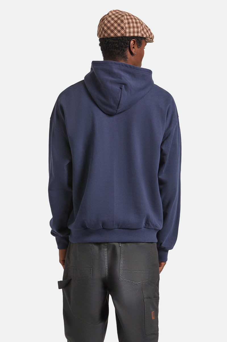 Brixton Embroidered Heavyweight Oversized Hoodie - Mood Indigo