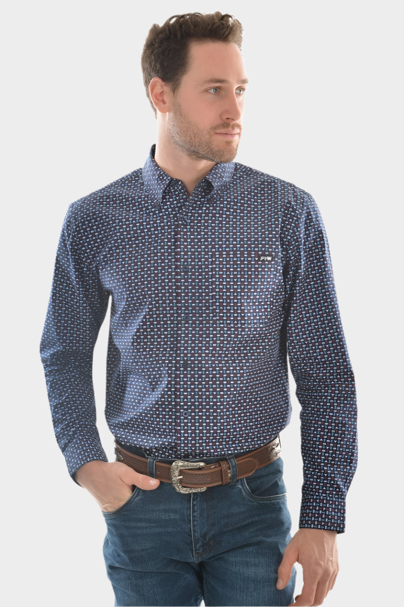 Pure Western Men's Steve Print Button down L/S Shirt - SALE