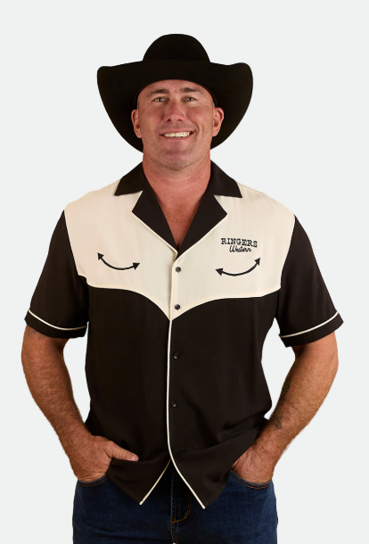 Ringers Western Take No Bull Mens Pub Shirt - Charcoal