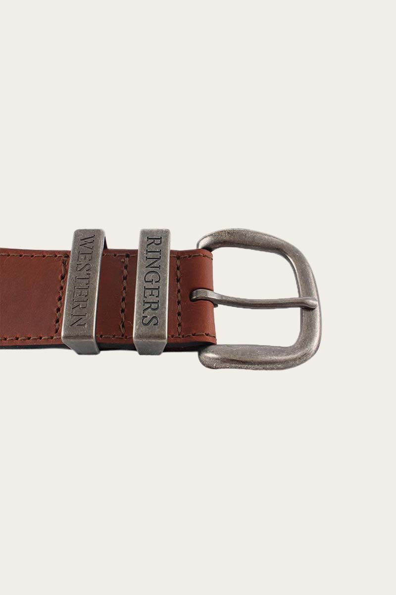 Ringers Western Men's James Belt - Tawny Brown / Silver