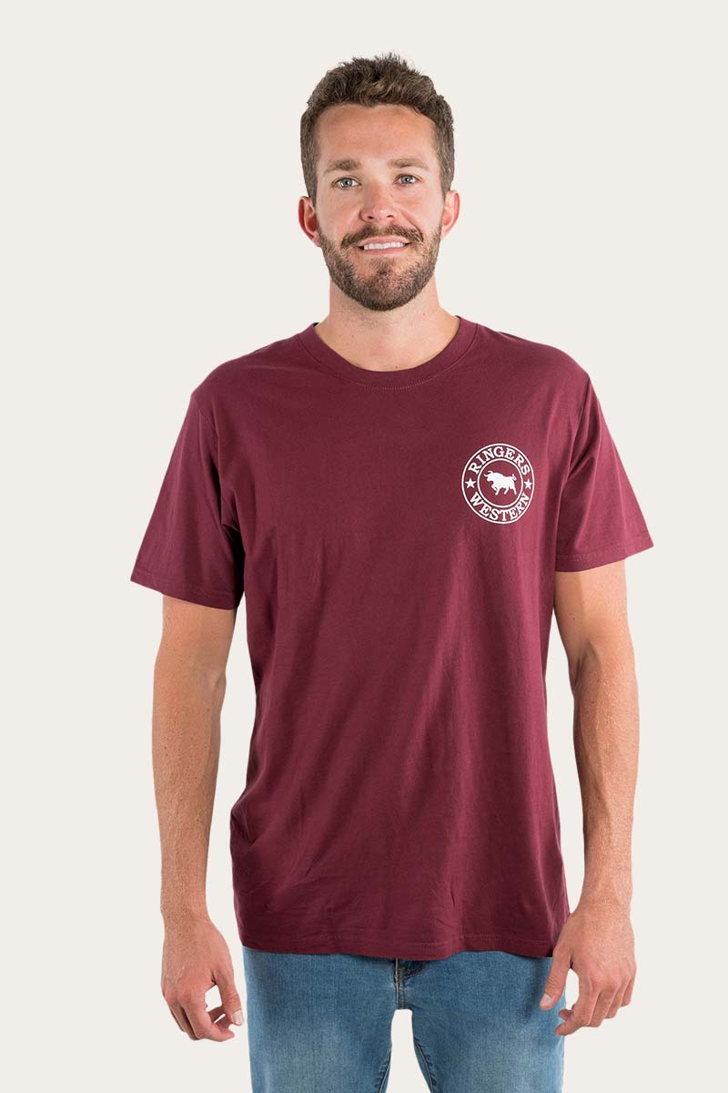 RINGERS WESTERN SIGNATURE BULL MENS LOOSE FIT T-SHIRT - BURGUNDY