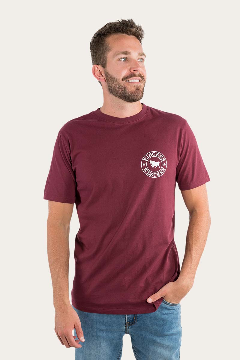 RINGERS SIGNATURE BULL MENS CLASSIC T-SHIRT - BURGUNDY/WHITE