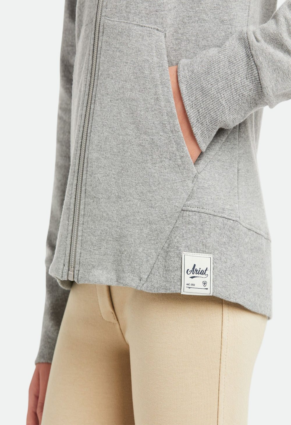 Ariat Kids Unisex Team Logo Full Zip Sweatshirt - Heather Grey