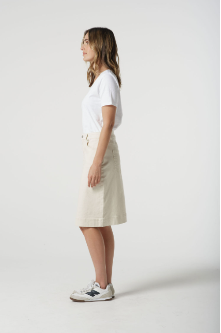 Goondiwindi Cotton Knee Length Skirt - Natural
