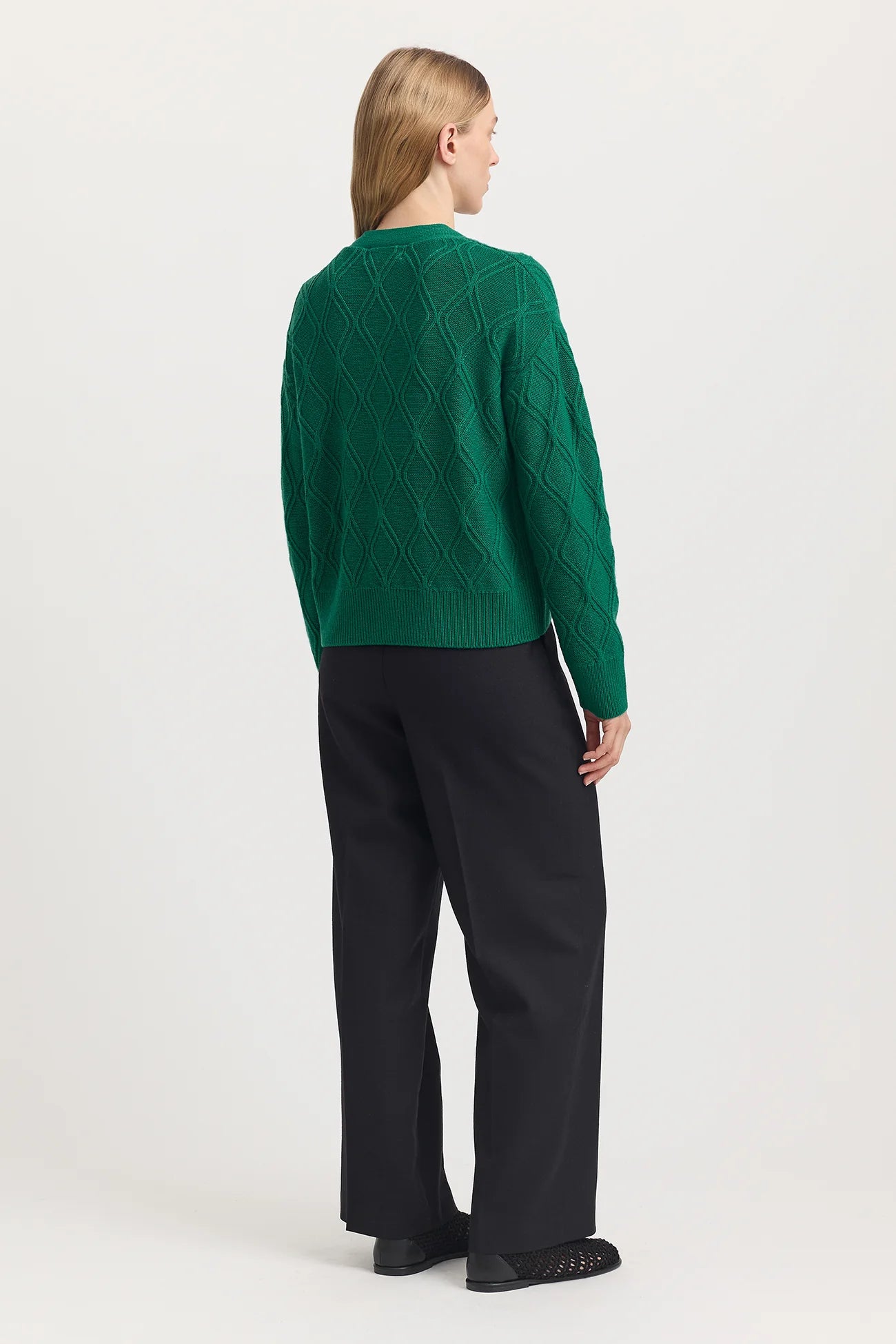 Toorallie Women's Diamond Cable Cardigan - Lush Green