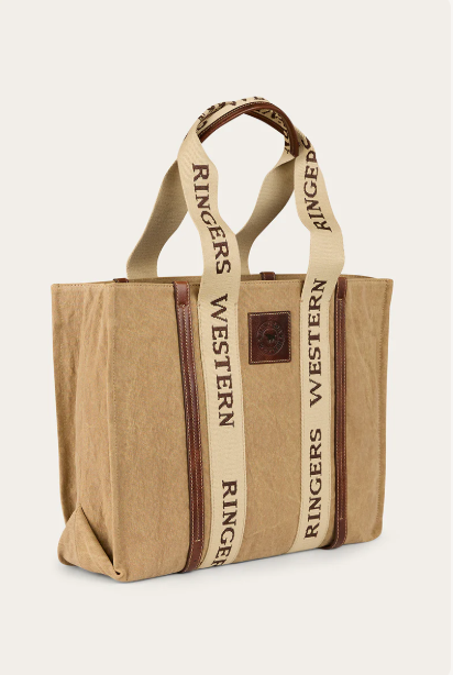 Ringers Western Ladies Waxicanvas Tote Shopper - Sand