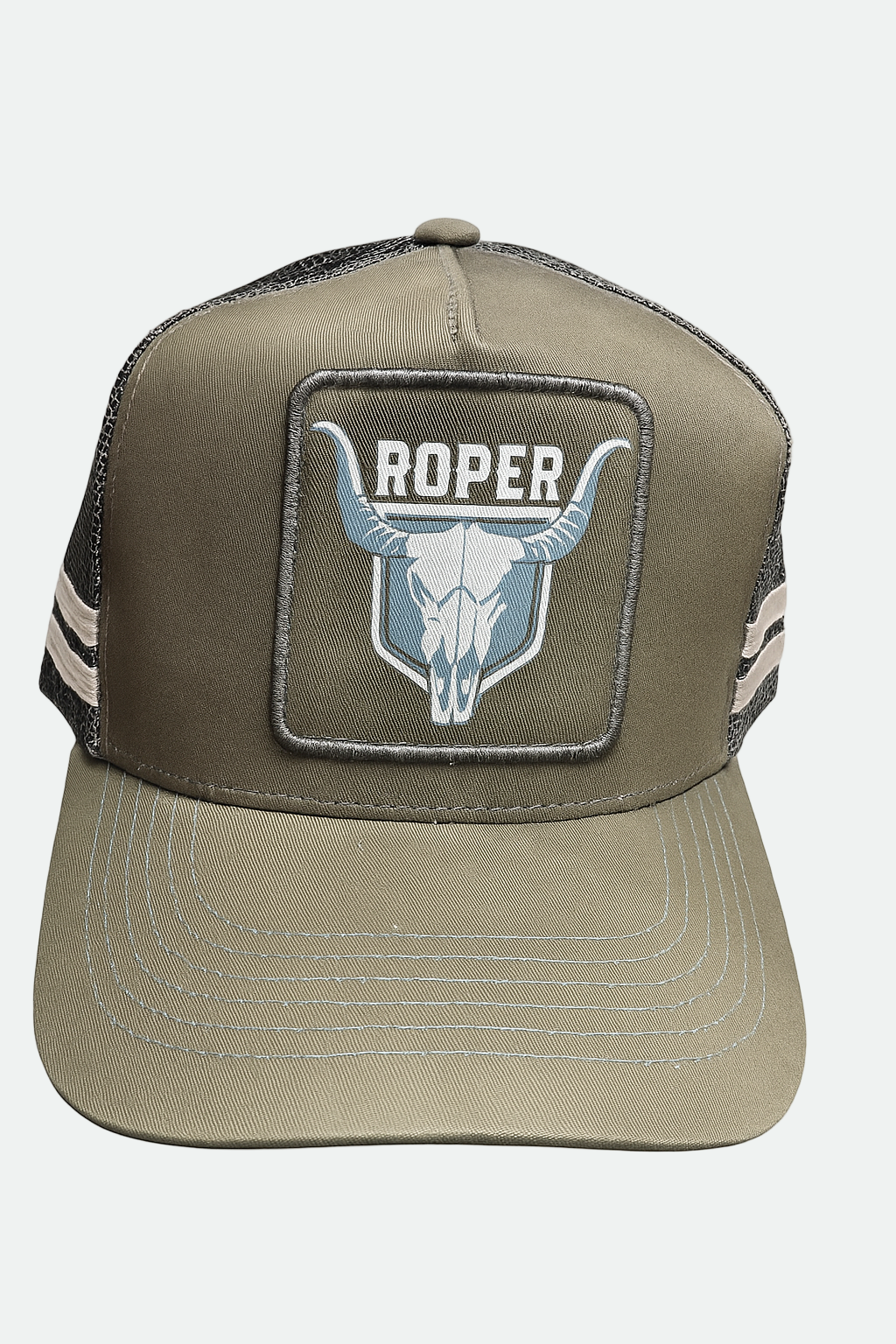Roper Trucker Cap Bull Skull Steel Grey