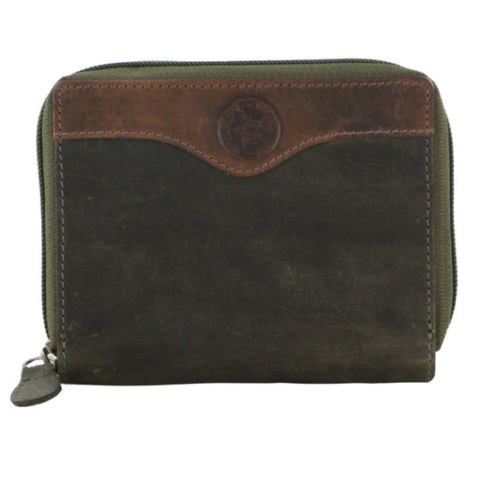 Billy The Kid Olive Leather Wallet with Zip