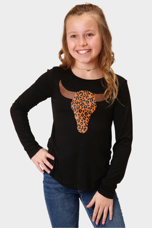 Roper Girls Black Long Sleeve T-Shirt