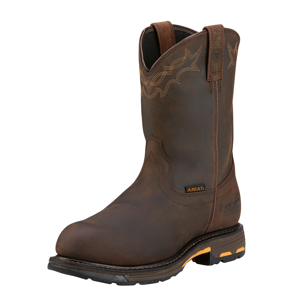 Ariat Men's Work Hog Pull On H2O Composite Toe - Oily Distressed Brown