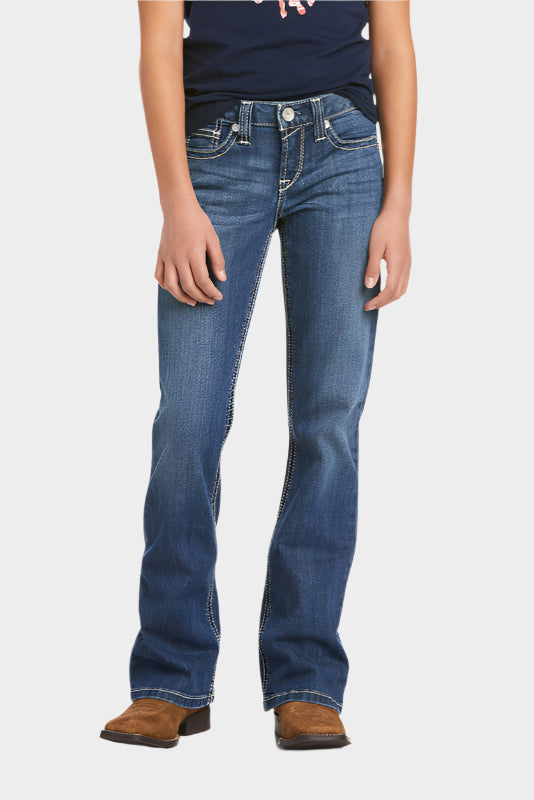 Ariat Girls R.E.A.L. Stretch Stella Boot Cut Jean (Chill Blue) - CLEARANCE